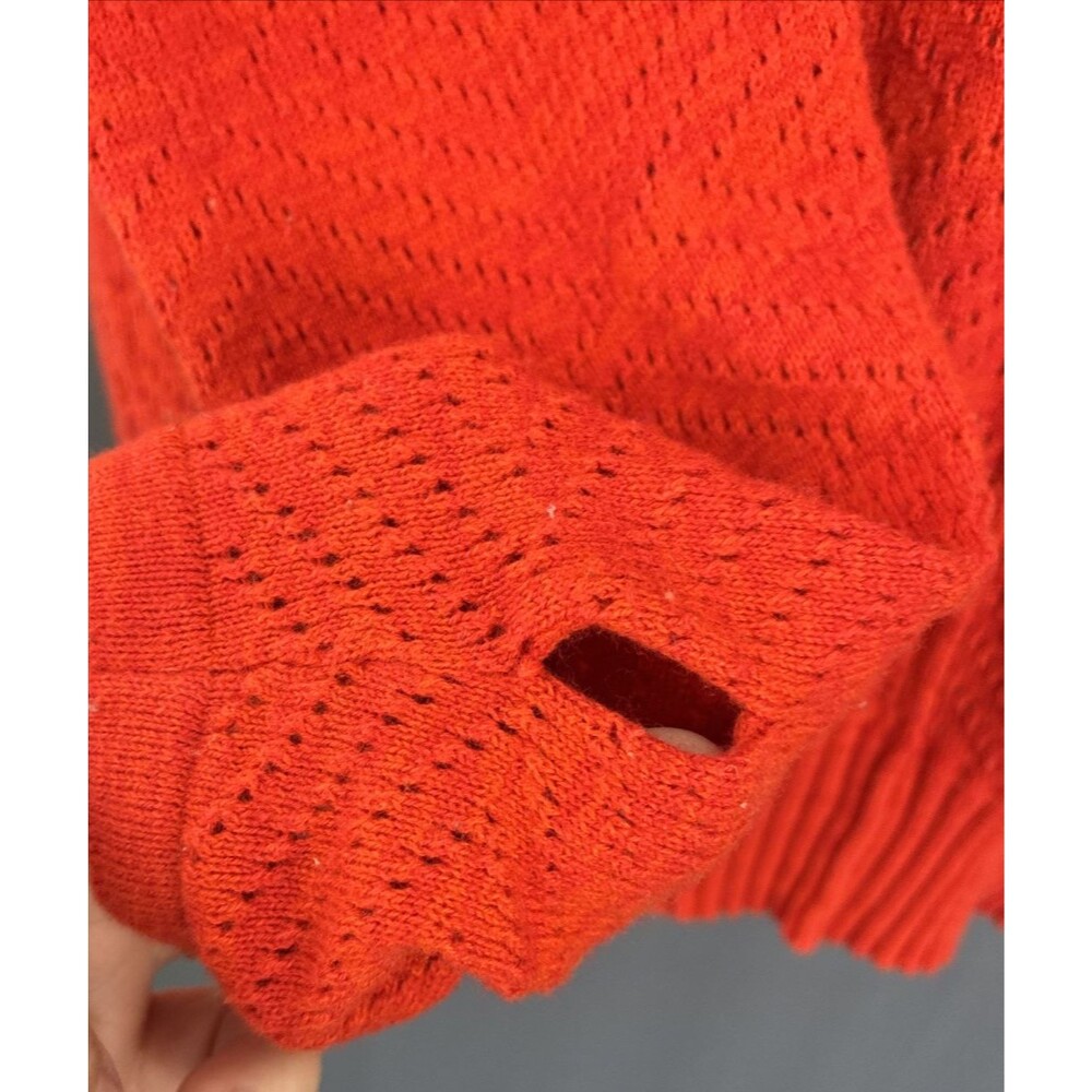 prAana Cedar Cowl Neck Cotton Wool Open Knit Pullover Sweater Orange Red Small - Picture 12 of 14